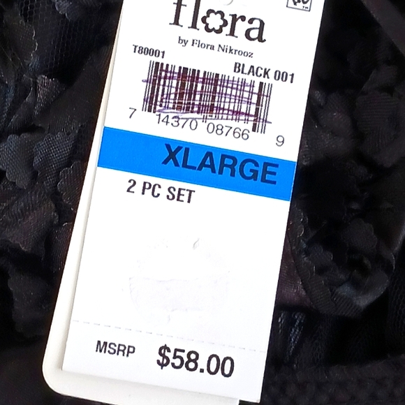 FLORA 2 piece short nightgown with panties Size XL New with tags Black - Picture 7 of 8